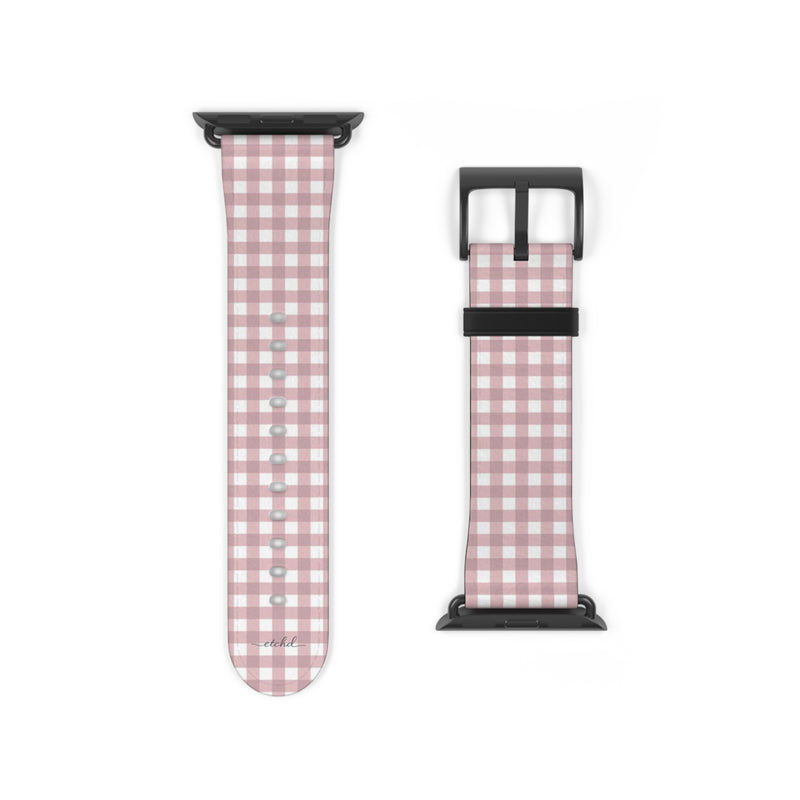 Pink & White Gingham Smartwatch Strap by etchd, view 9