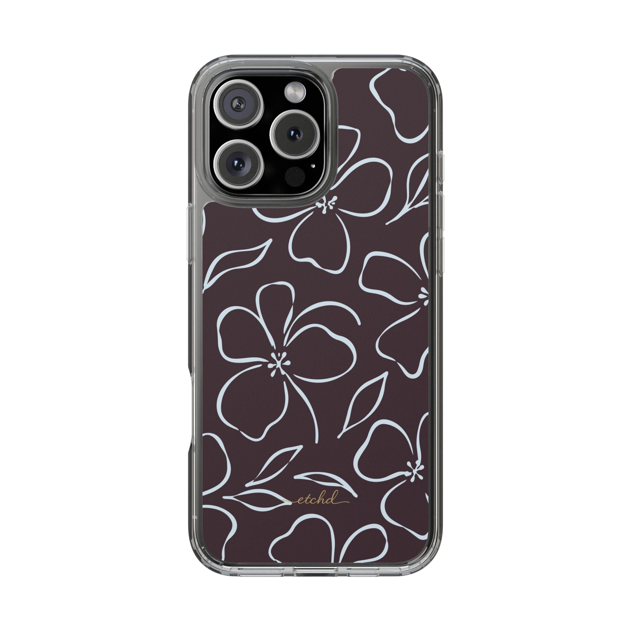 Plum & Blue Floral Clear Phone Case by etchd