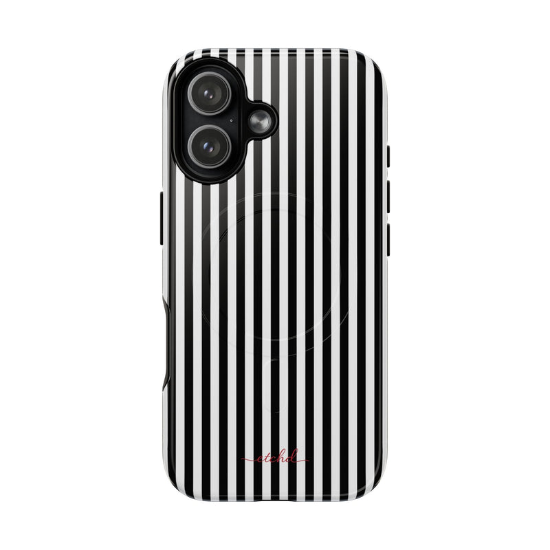 Black & White Striped Magnetic Phone Case by etchd, view 25