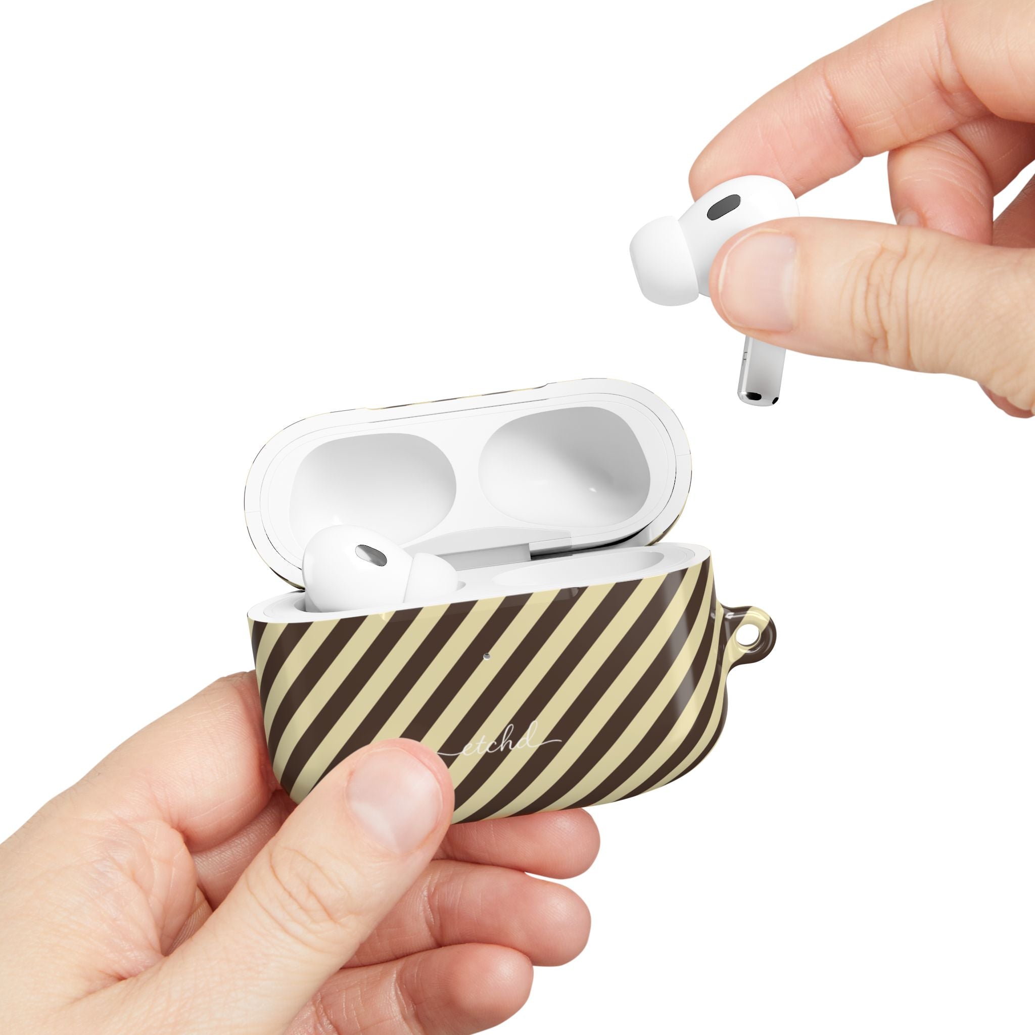 Butter & Brown Striped Diagonal AirPod Case by etchd, view 11