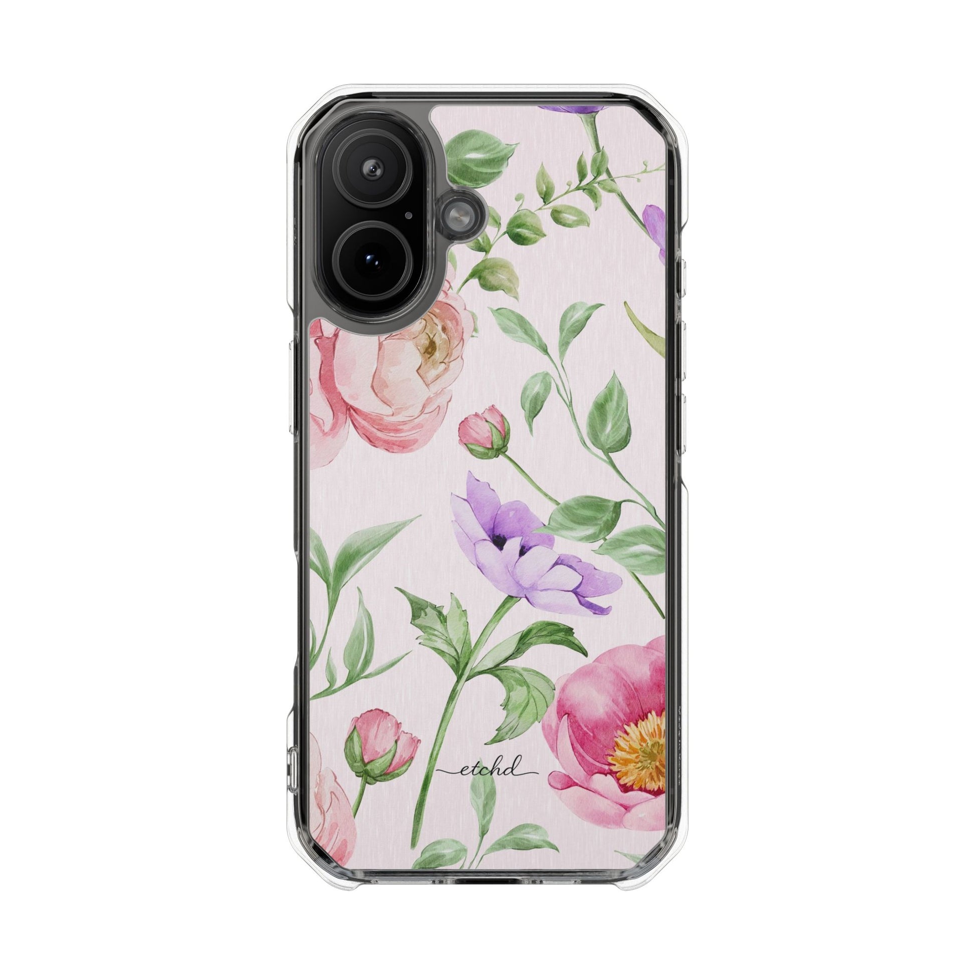 Peony Bloom Clear Magnetic Phone Case by etchd, view 13