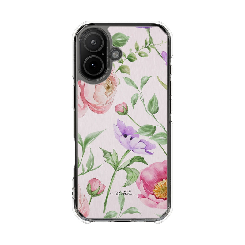Peony Bloom Clear Magnetic Phone Case-zoom-
