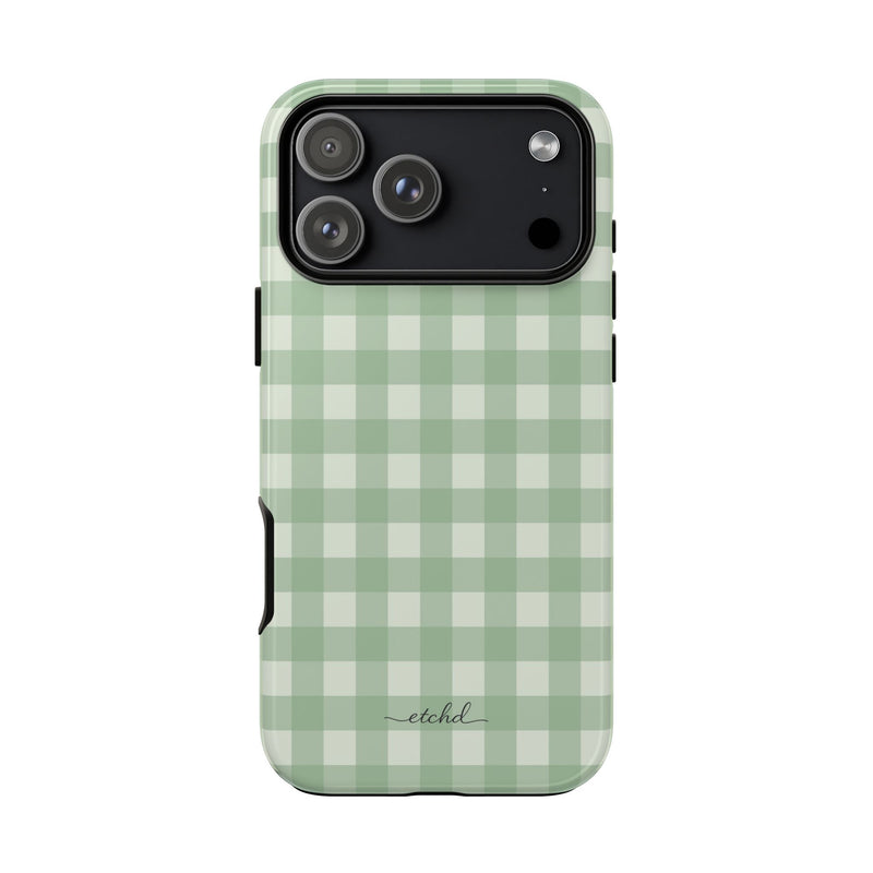 Sage & Cream Gingham Phone Case by etchd, view 59