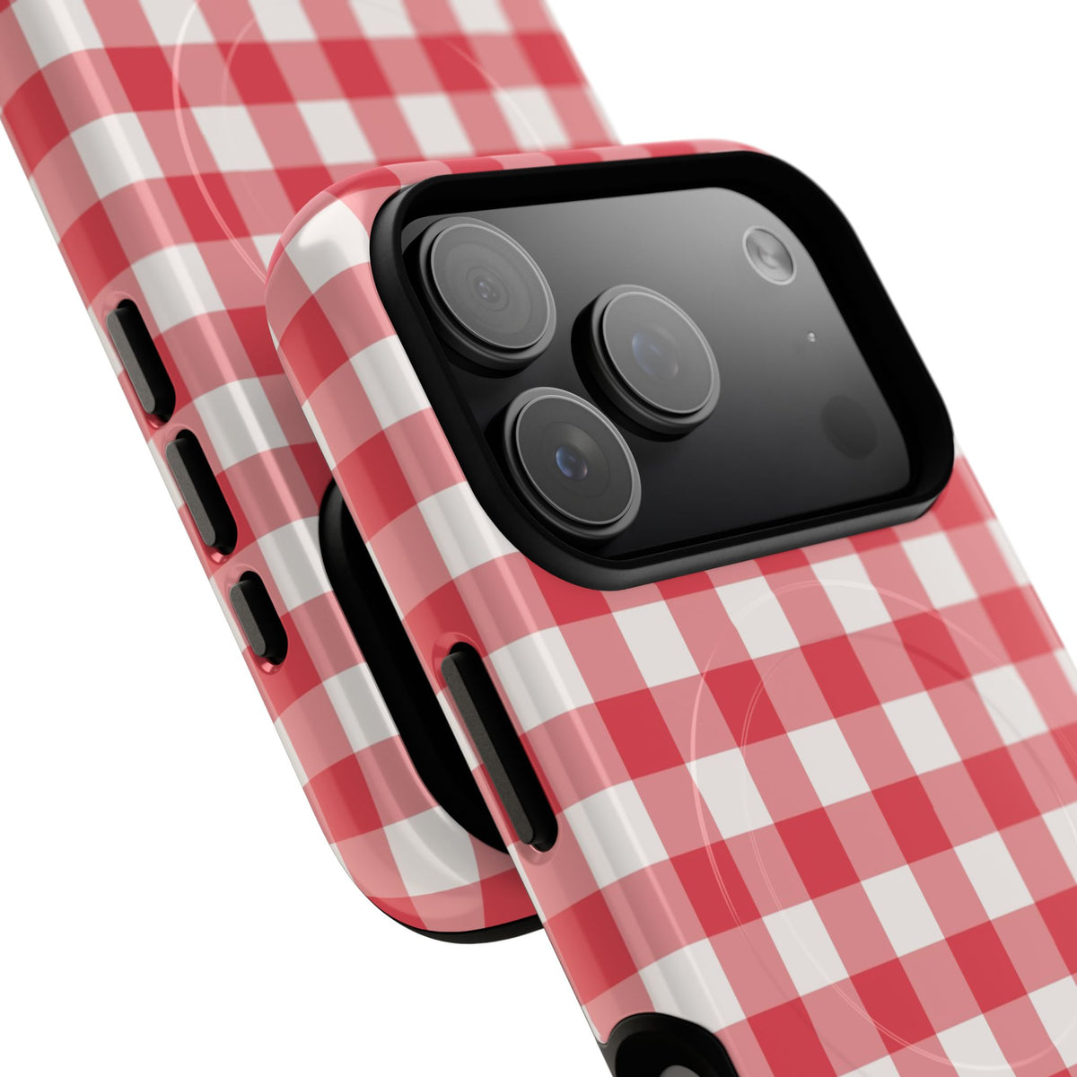 Cherry & White Gingham Magnetic Phone Case by etchd, view 100