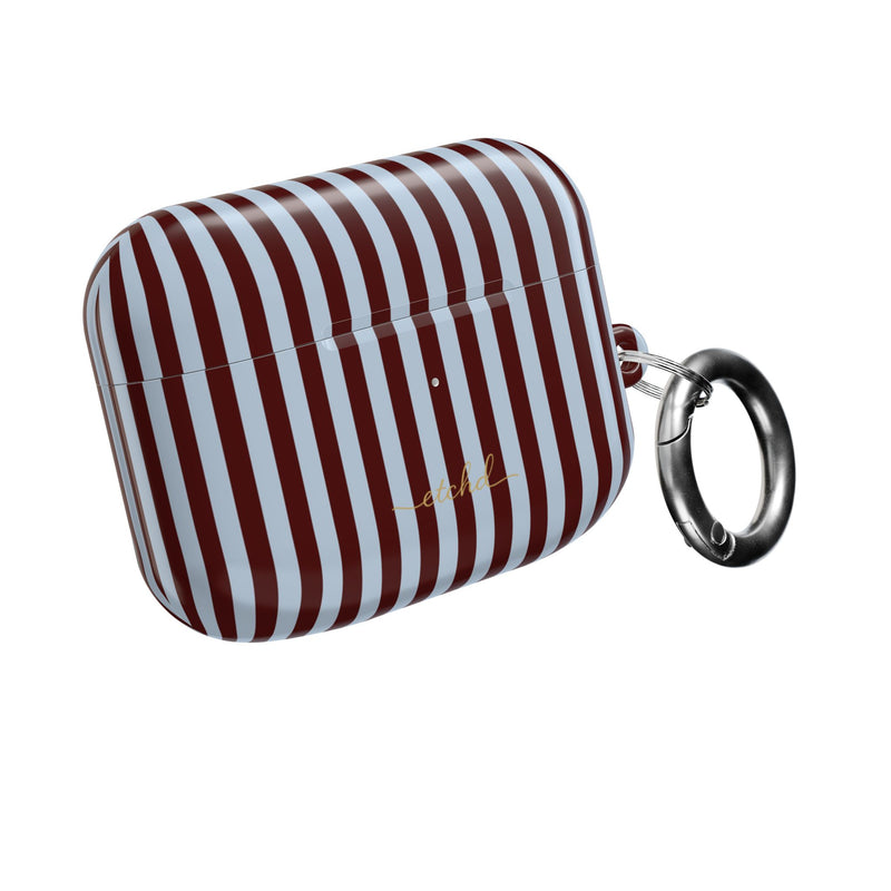 Blue & Cherry Striped AirPod Case by etchd, view 8