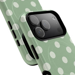 Cream & Sage Polka Dot Magnetic Phone Case by etchd, view 99