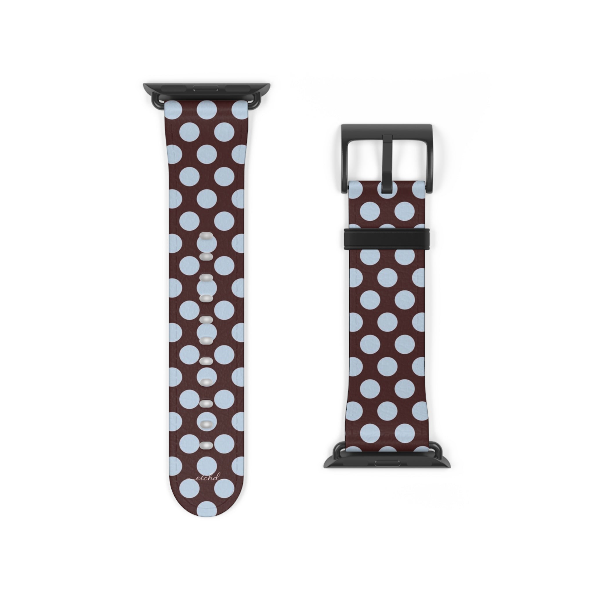 Cherry & Blue Polka Dot Smartwatch Strap by etchd, view 9