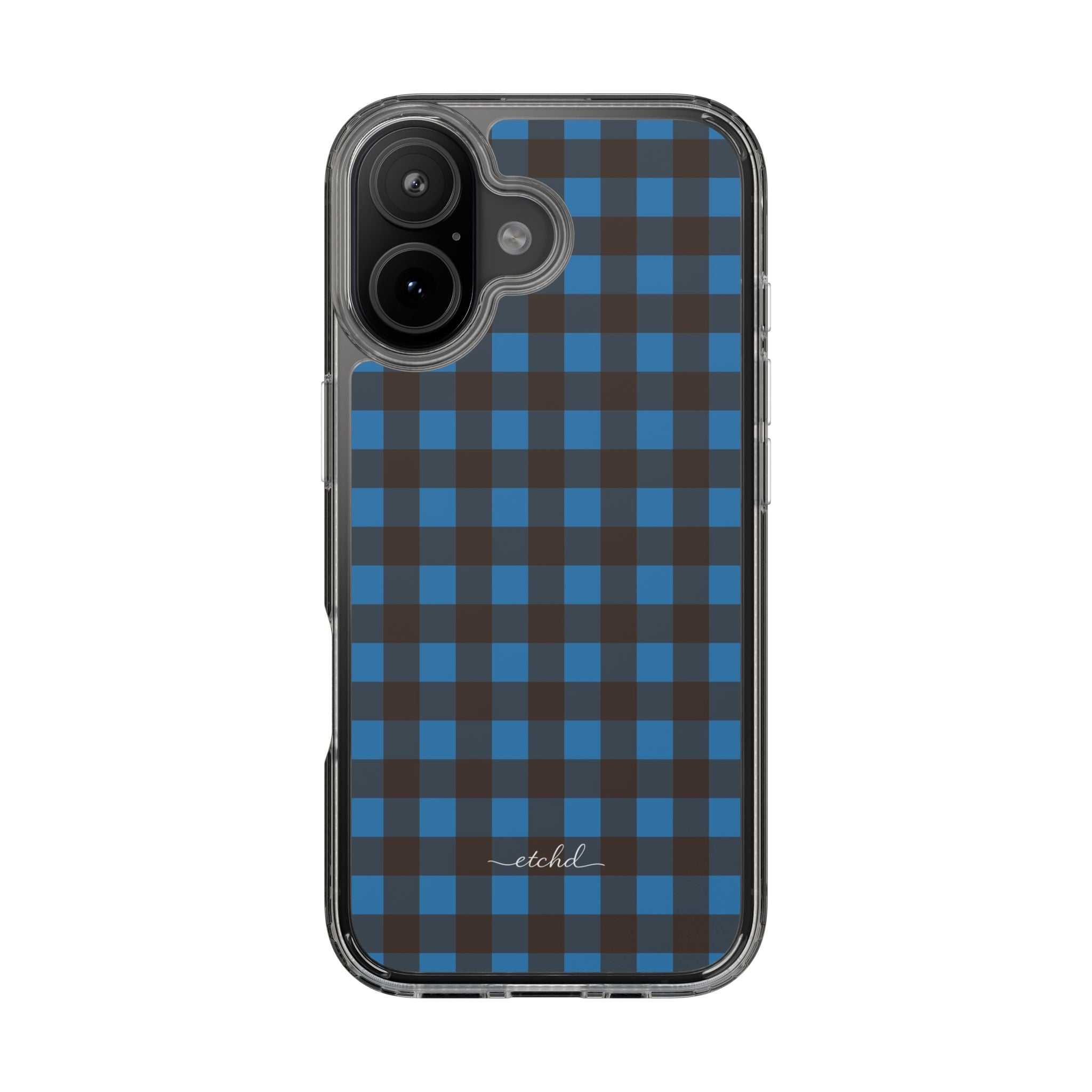 Cerulean & Espresso Gingham Clear Phone Case by etchd, view 35