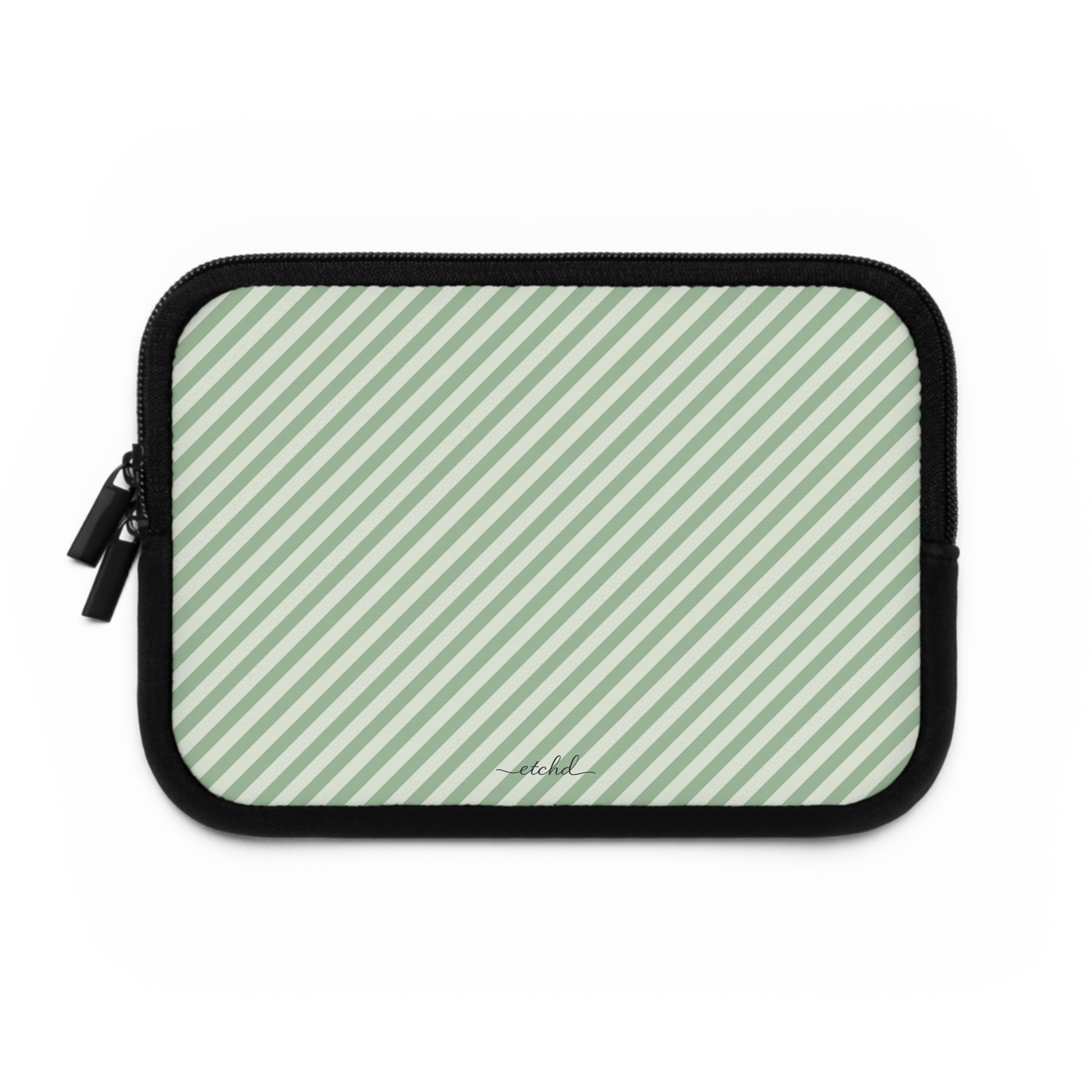 Sage & Cream Striped Diagonal Custodia per laptop di etchd, vista 2