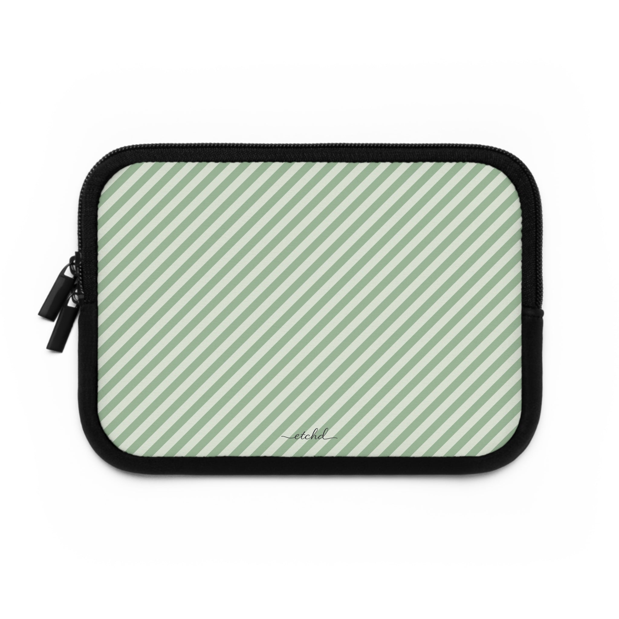 Sage & Cream Striped Diagonal Custodia per laptop di etchd, vista 2