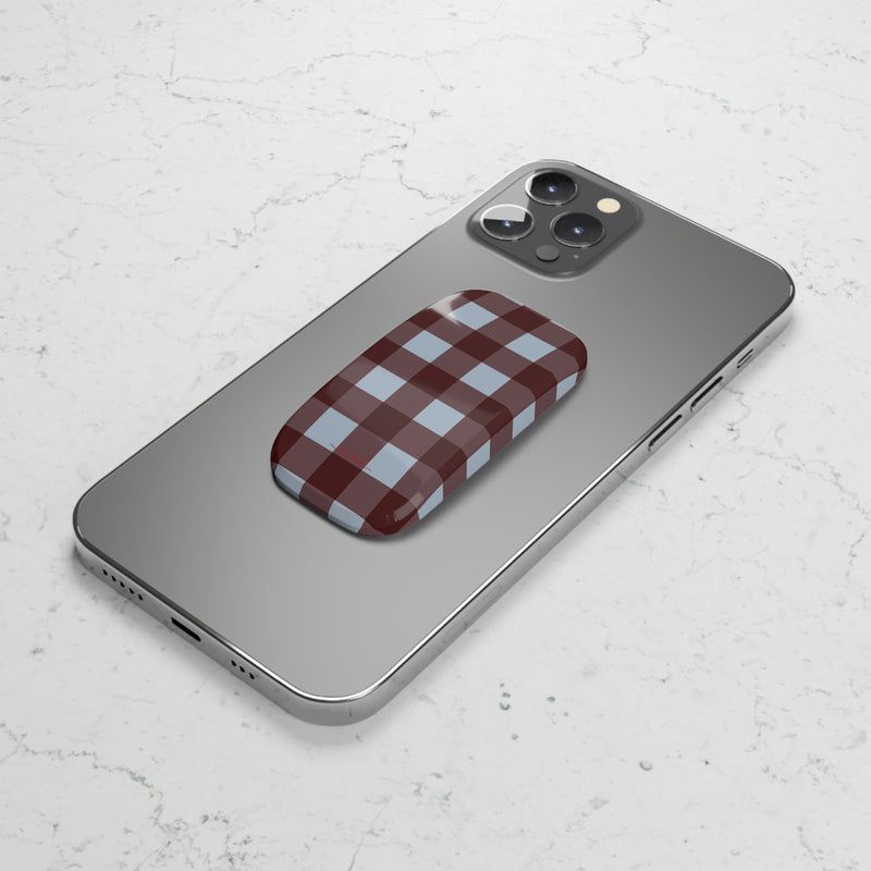 Blue & Cherry Gingham Click-On Phone Grip by etchd, view 5