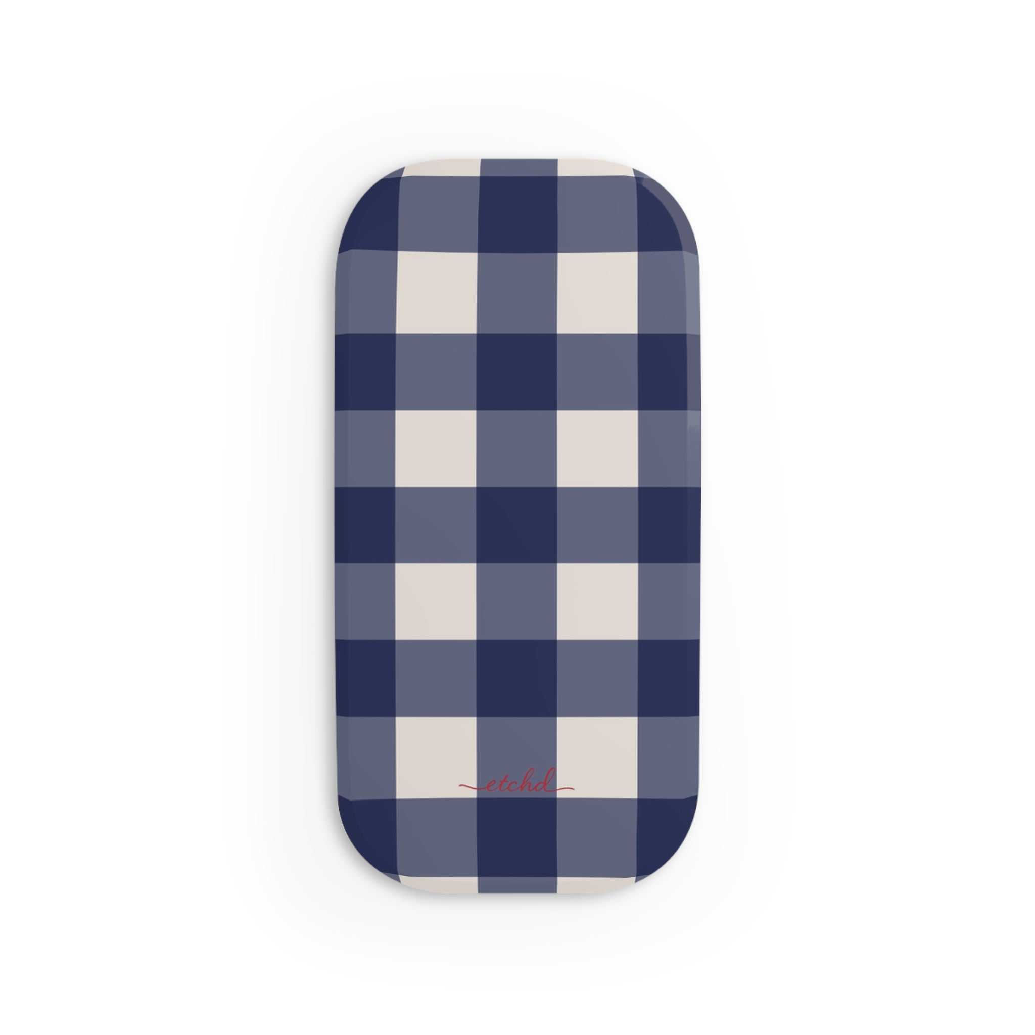 Navy & Cream Gingham Click-On Phone Grip by etchd, view 2