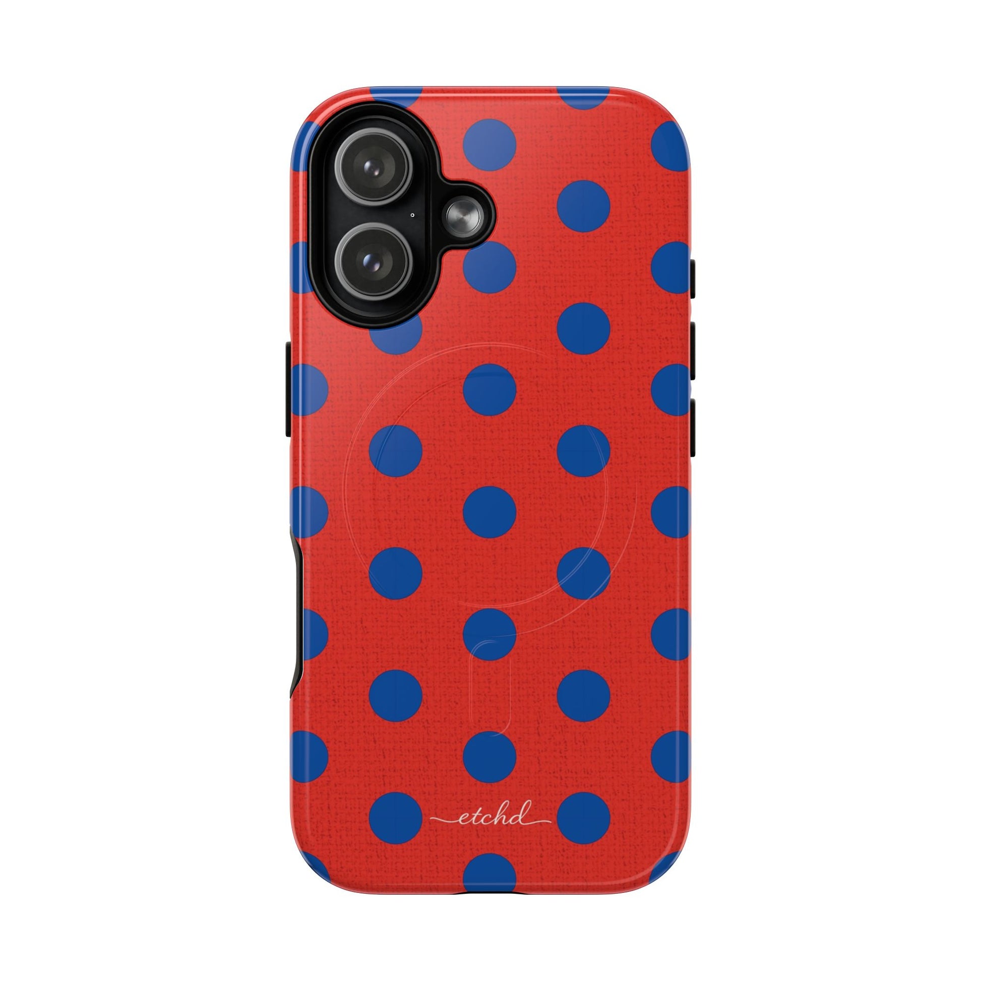 Cobalt & Poppy Polka Dot Magnetic Phone Case by etchd, view 25