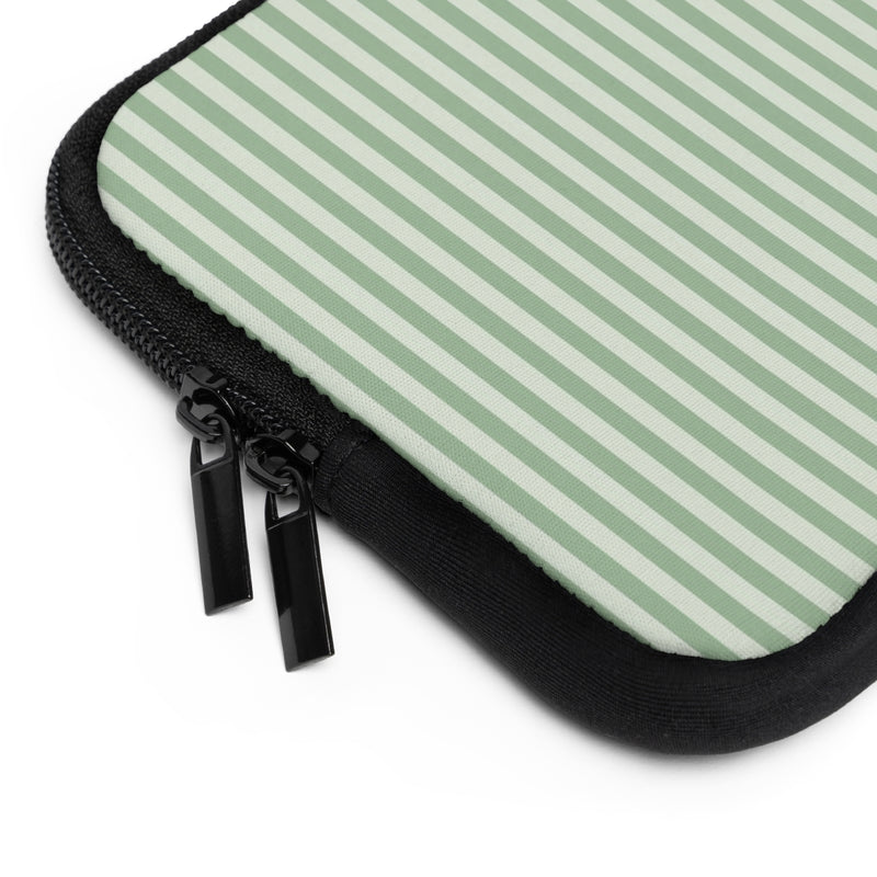 Sage & Cream Striped Laptop Sleeve by etchd, view 12