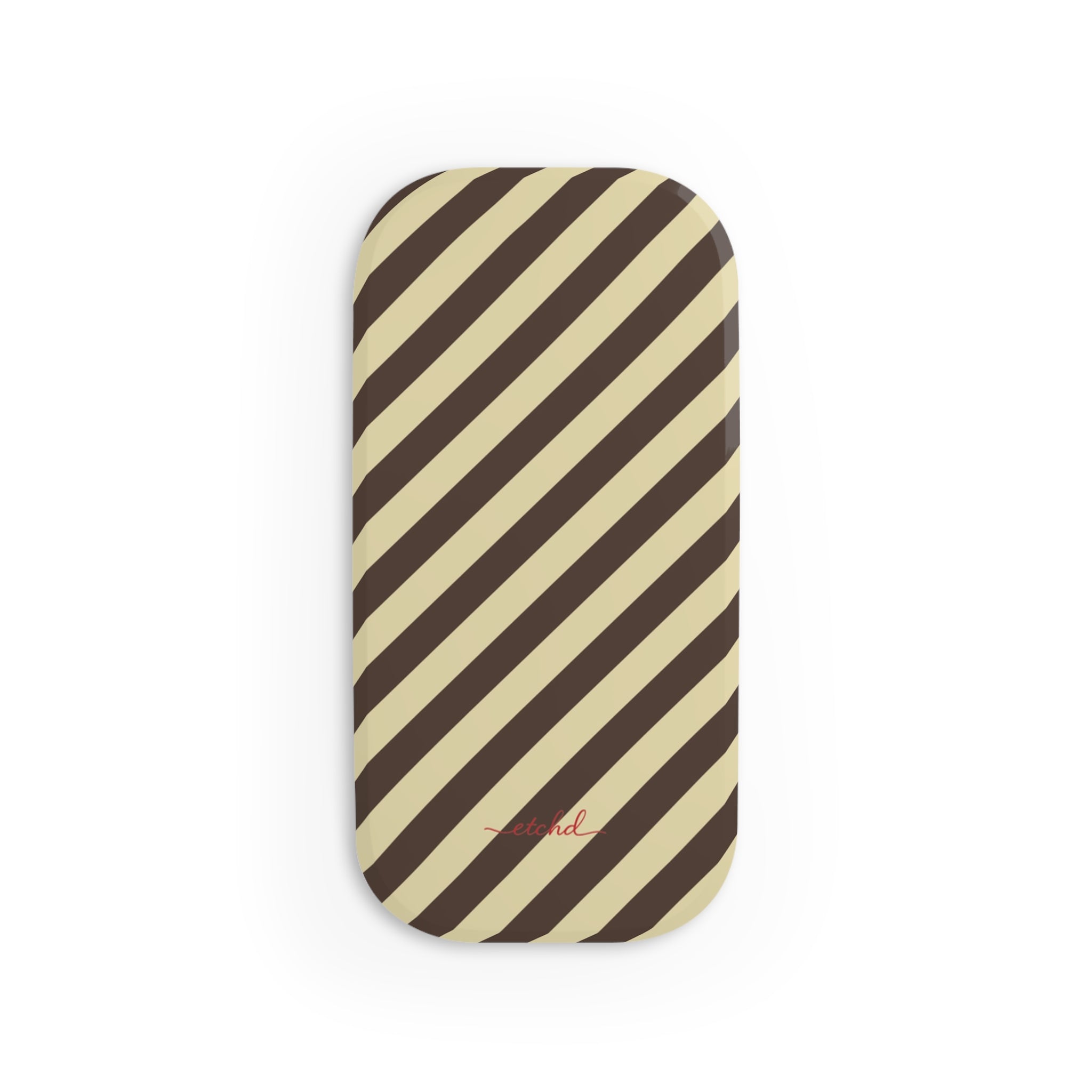 Butter & Brown Striped Diagonal Click-On Phone Grip by etchd, view 2