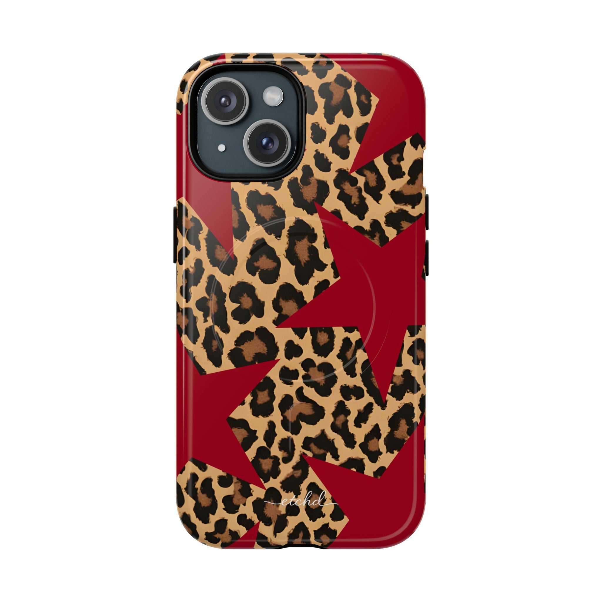 Leopard & Red Stars Magnetic Phone Case by etchd, view 2
