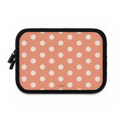 Cream & Coral Polka Dot Laptop Sleeve by etchd, view 2