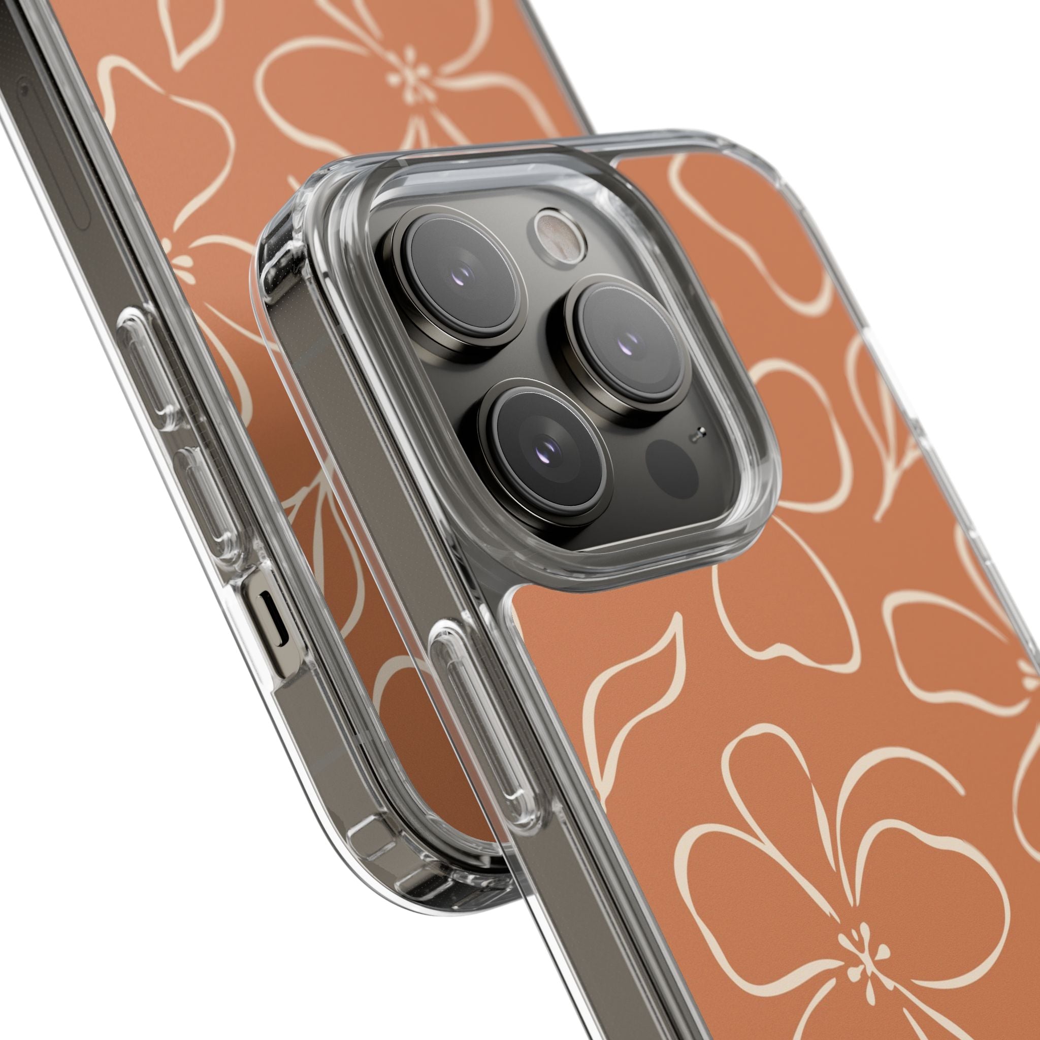 Terracotta & Cream Floral Clear Phone Case by etchd