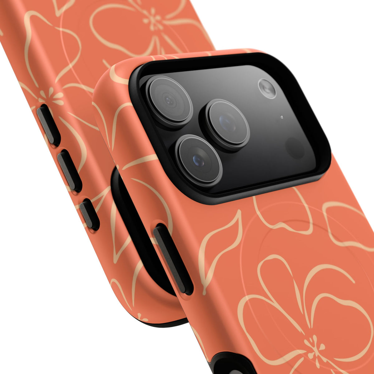 Coral & Peach Floral Magnetic Phone Case by etchd, view 100