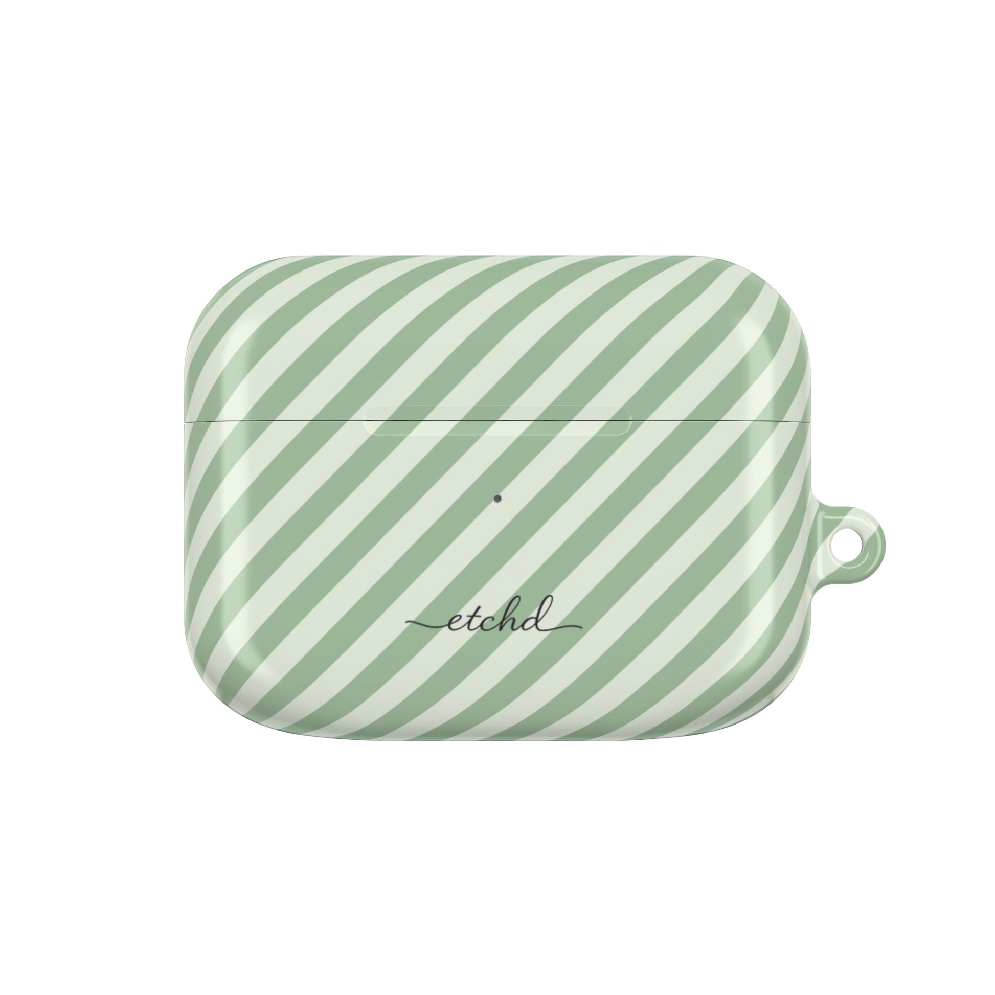 Sage & Cream Striped Diagonal AirPod Case by etchd