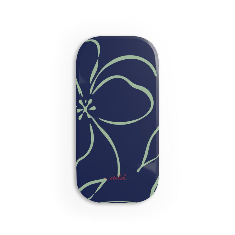 Navy & Sage Floral Click-On Phone Grip by etchd