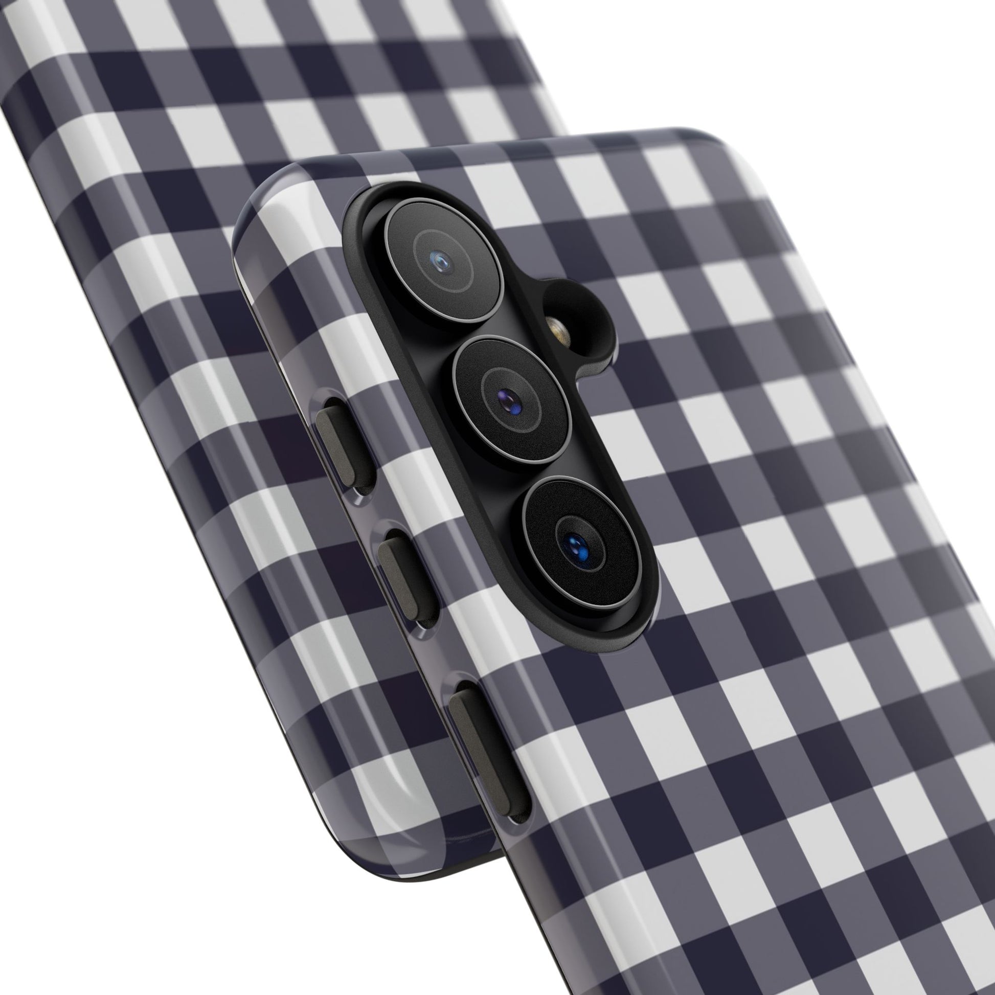 White & Navy Gingham Phone Case by etchd, view 209
