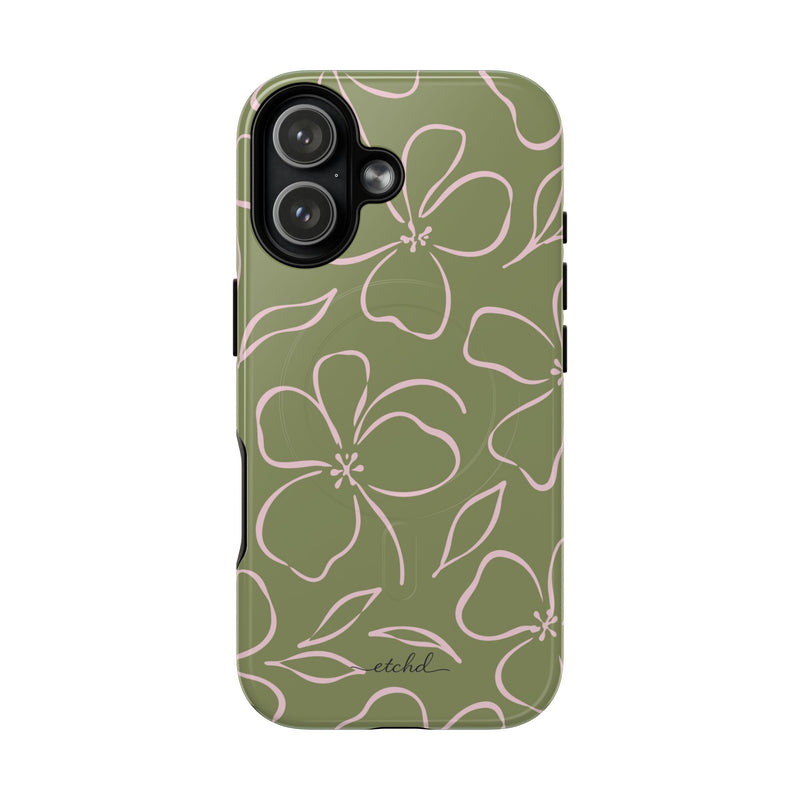 Green & Pink Floral Magnetic Phone Case by etchd, view 25