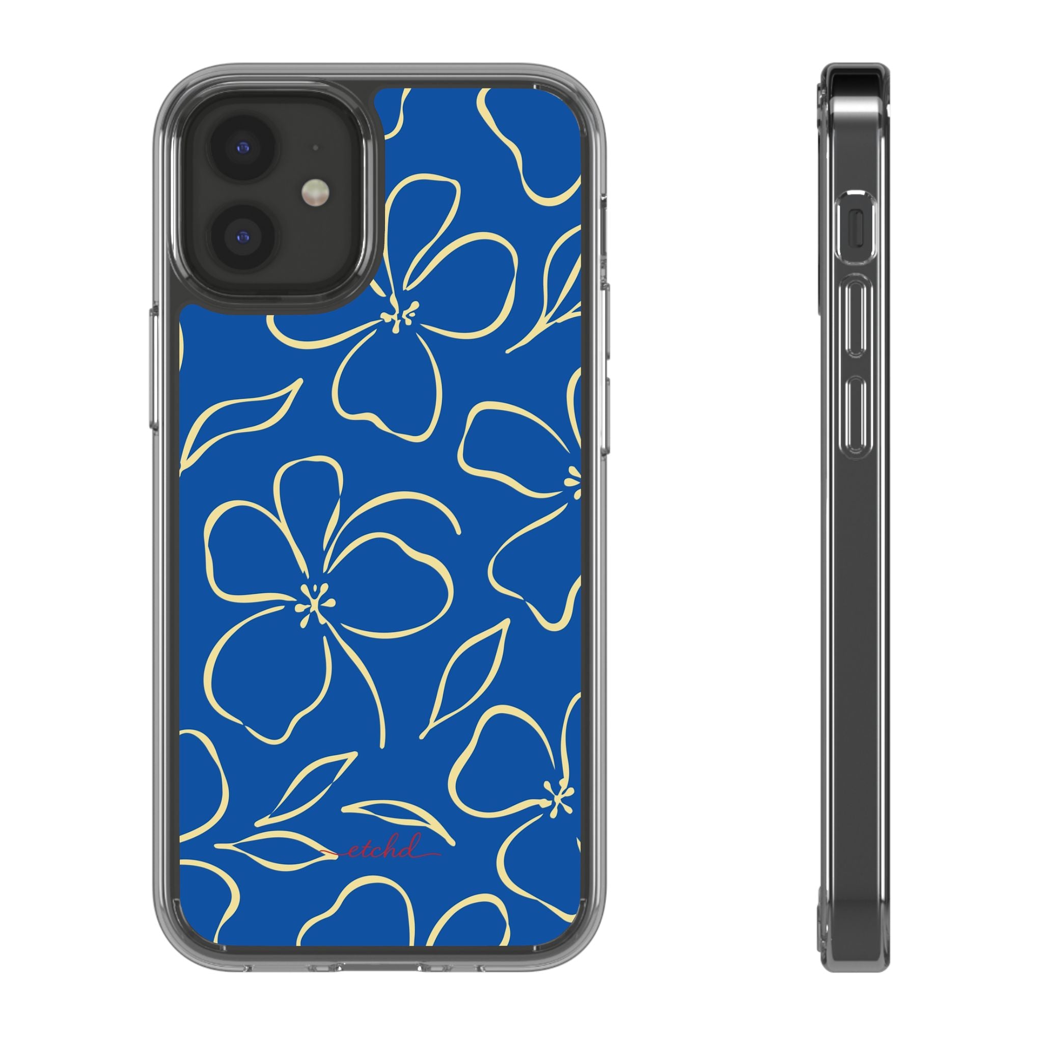 Cobalt & Butter Floral Funda transparente para móvil de etchd, vista 2