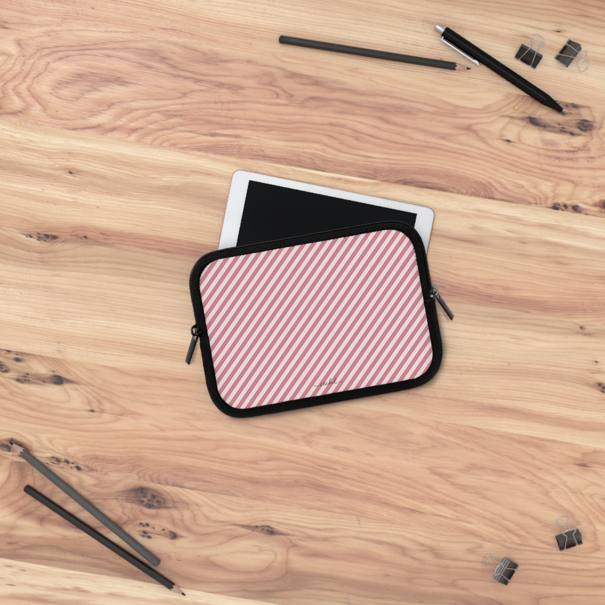 Blush & Cream Striped Diagonal Laptop Sleeve by etchd, view 14