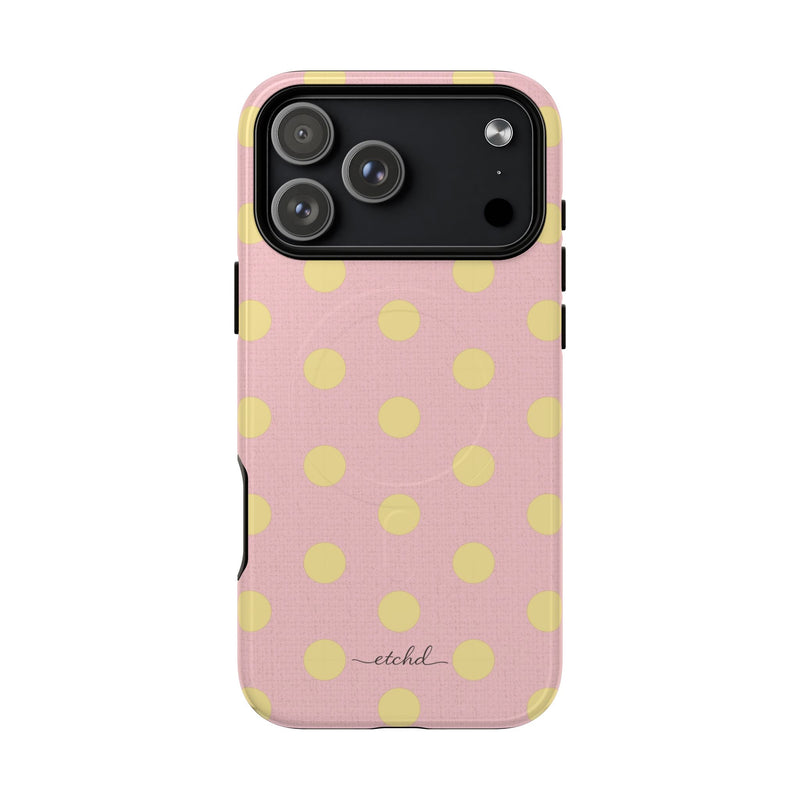 Butter & Pink Polka Dot Magnetic Phone Case by etchd, view 31