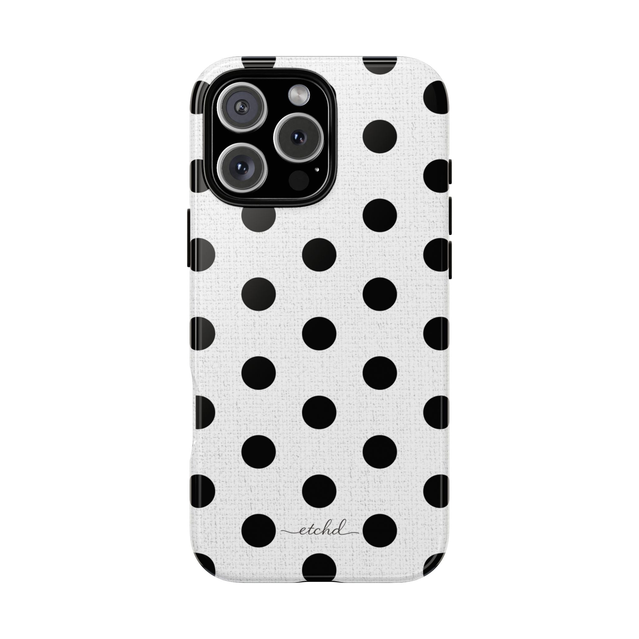 Black & White Polka Dot Phone Case by etchd