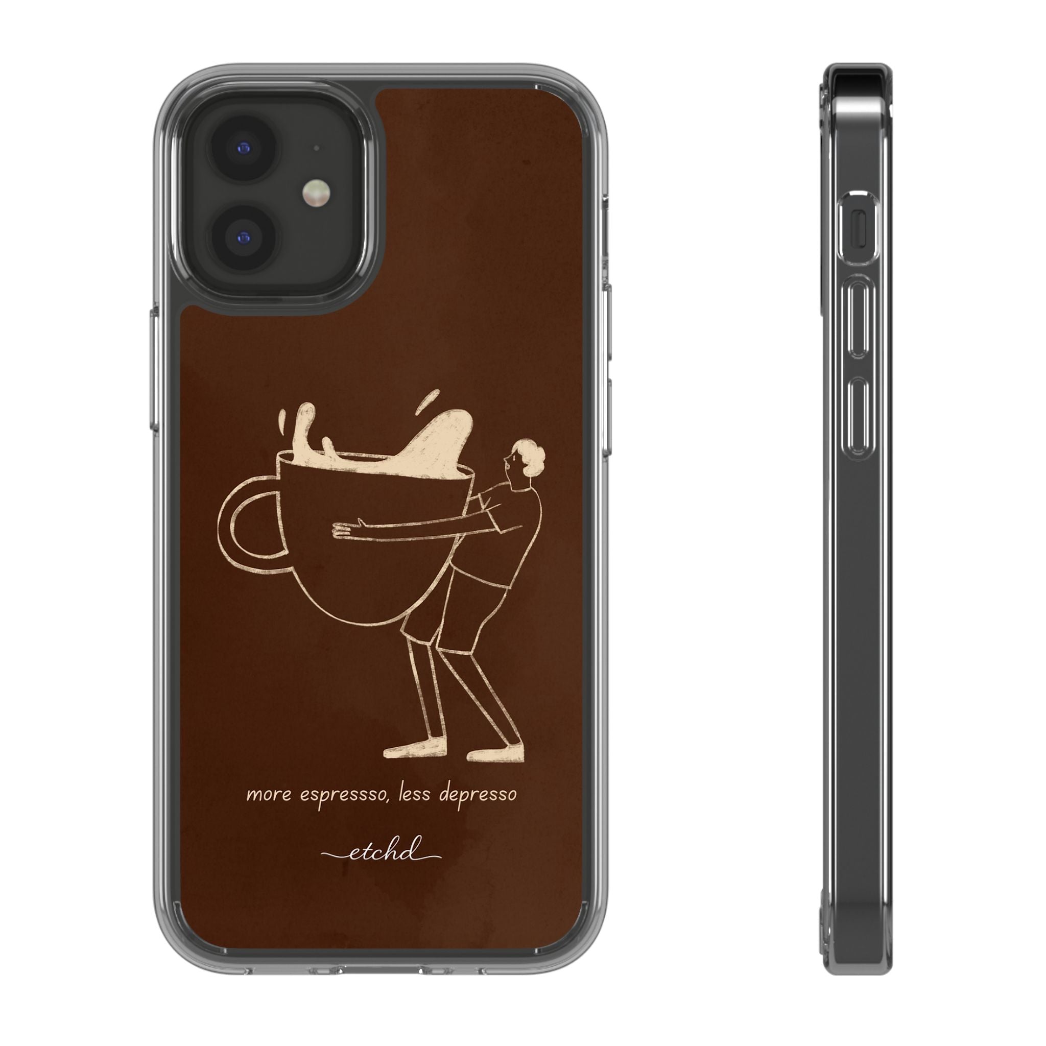 Gentlemen Espresso Clear Phone Case by etchd, view 2