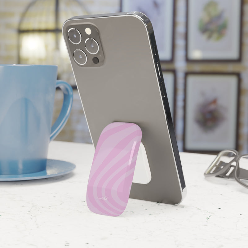Pink Curved Lines Click-On Phone Grip by etchd, view 3