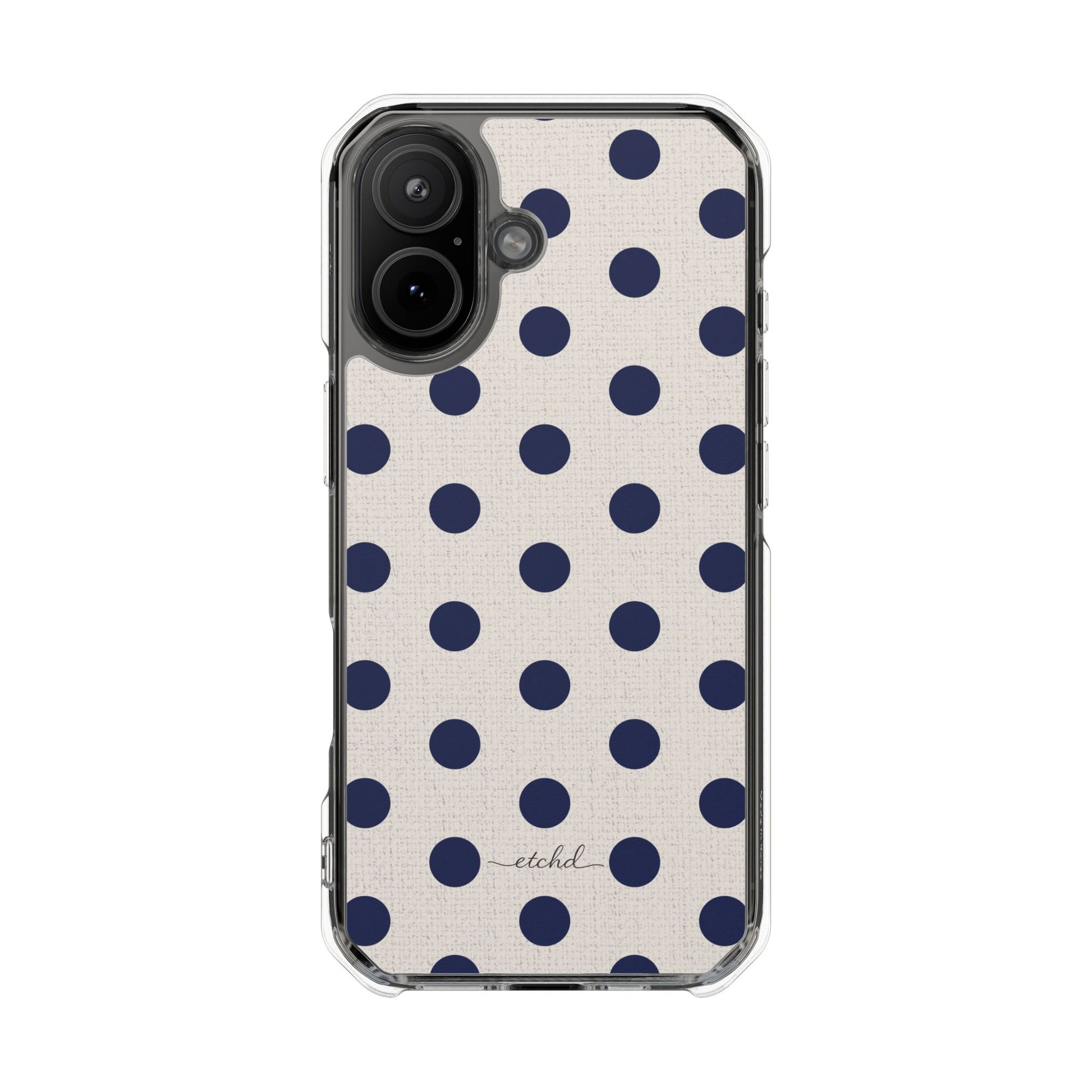 Navy & Cream Polka Dot Clear Magnetic Phone Case by etchd, view 13