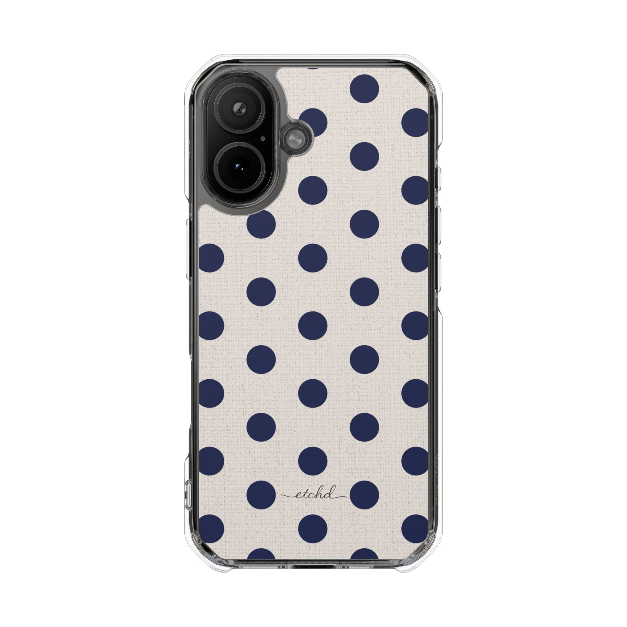 Navy & Cream Polka Dot Clear Magnetic Phone Case by etchd, view 13