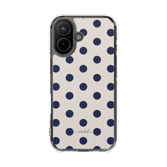 Navy & Cream Polka Dot Clear Magnetic Phone Case by etchd, view 13