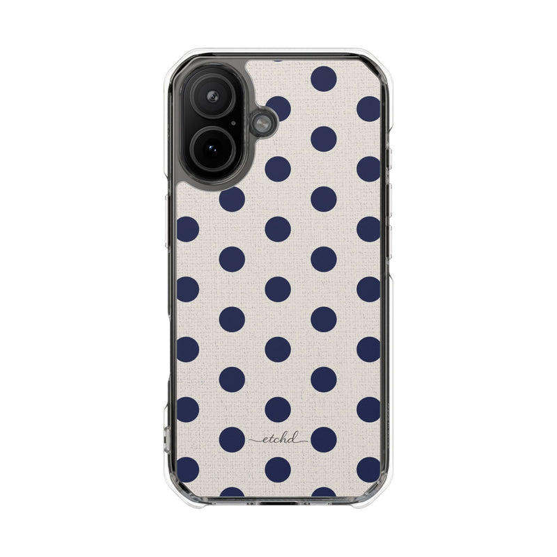 Navy & Cream Polka Dot Clear Magnetic Phone Case by etchd, view 13