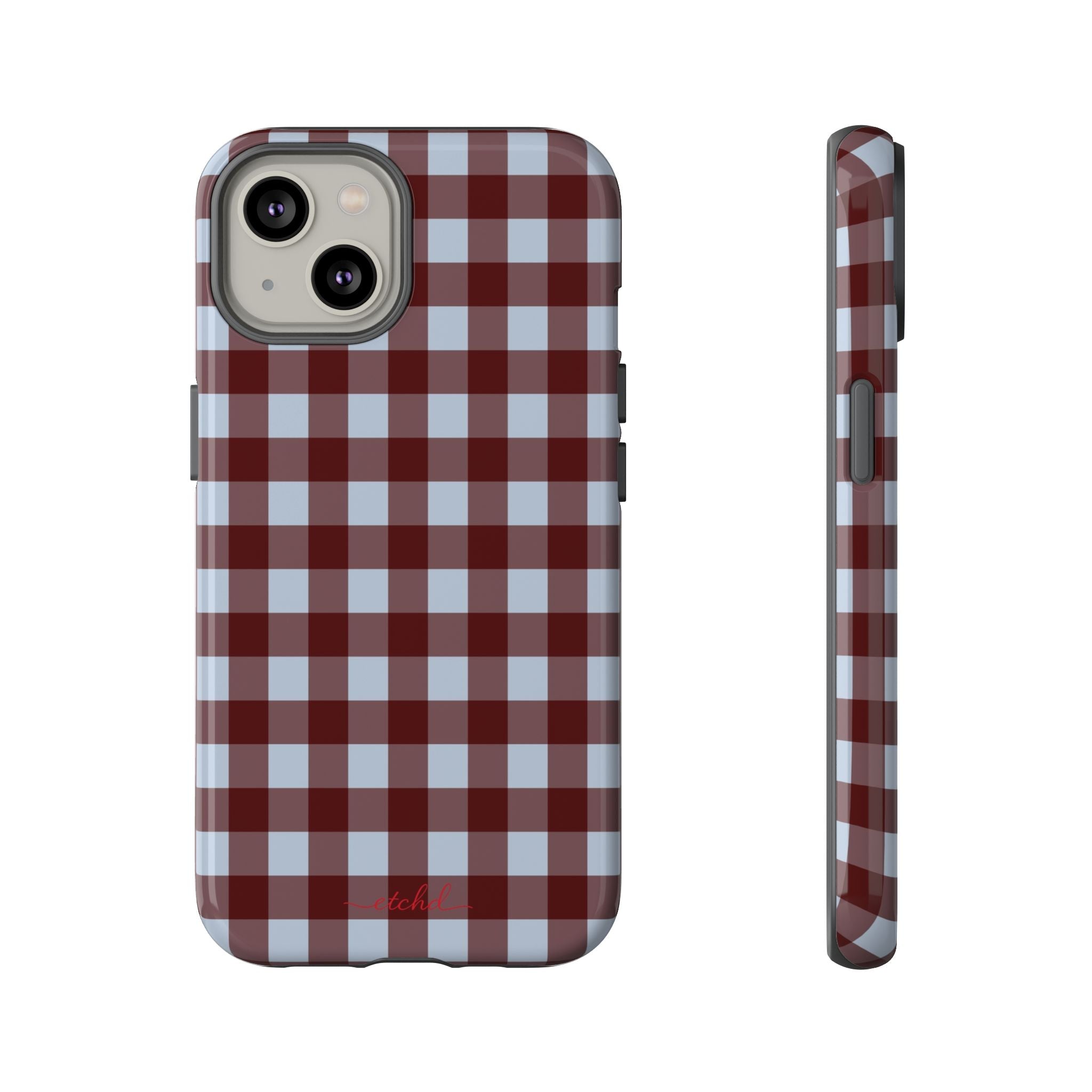 Blue & Cherry Gingham Phone Case by etchd, view 2