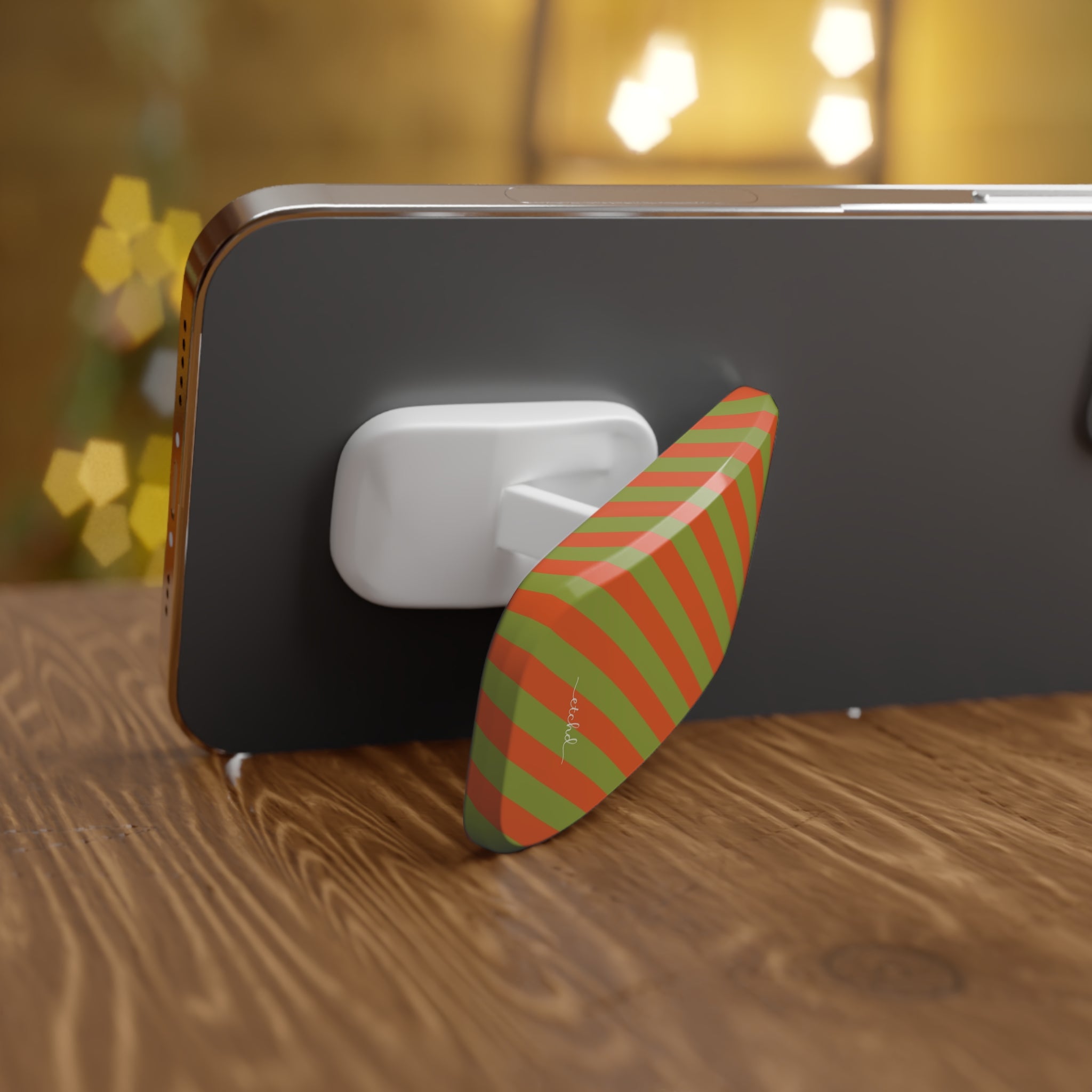 Persimmon And Wasabi Diagonal Click-On Phone Grip by etchd, view 4