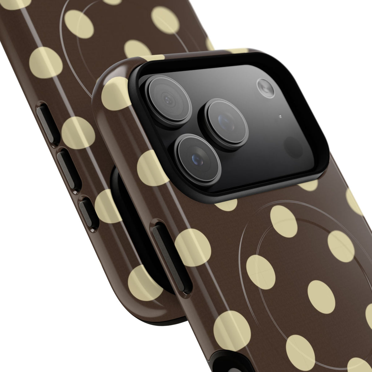 Brown & Butter Polka Dot Magnetic Phone Case by etchd, view 99