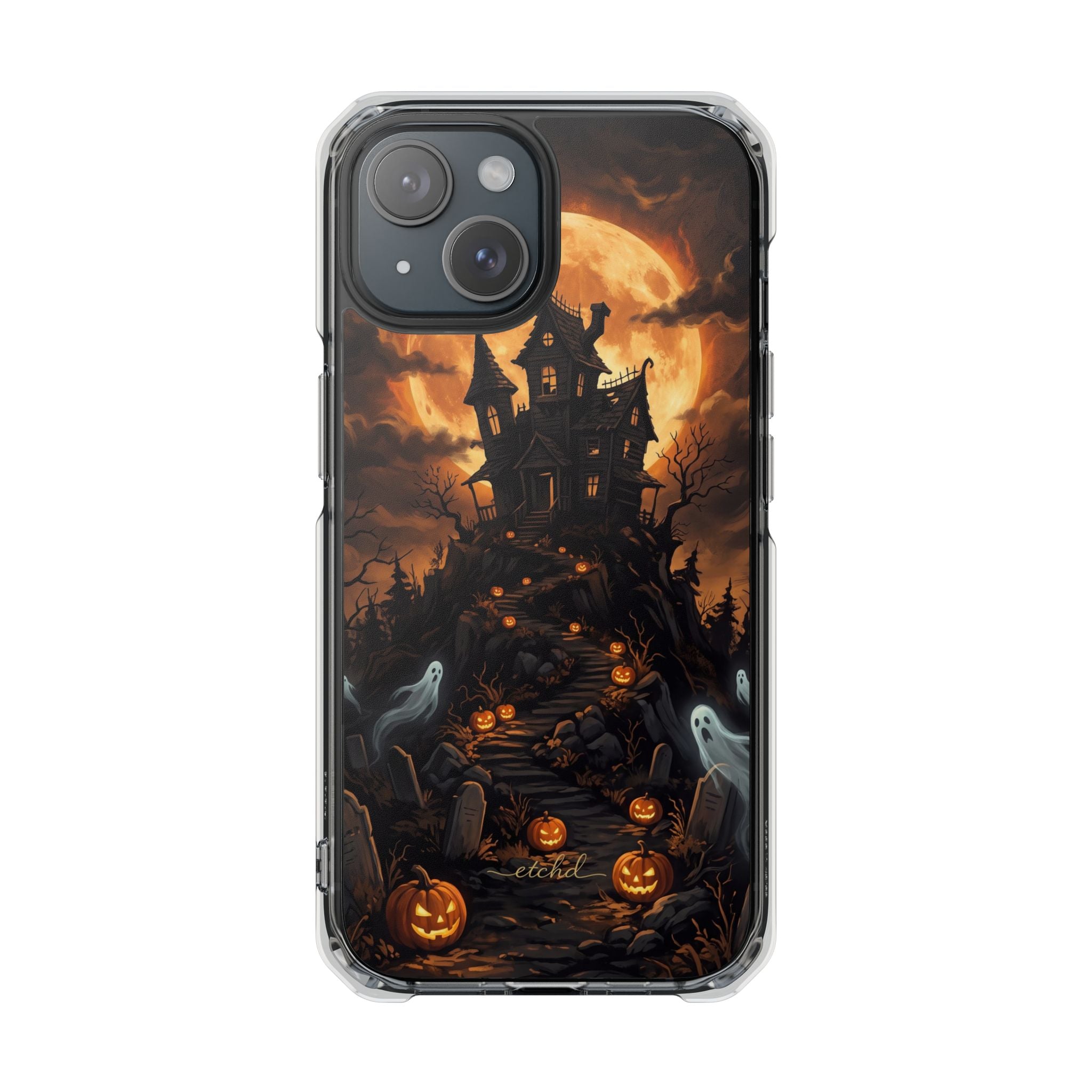 Pumpkin Hollow Clear Magnetic Phone Case by etchd, view 2