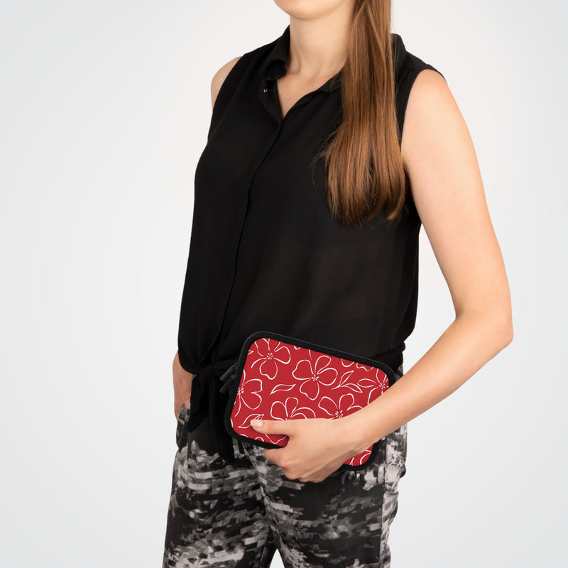 Classic Red & White Floral Laptop Sleeve by etchd, view 15