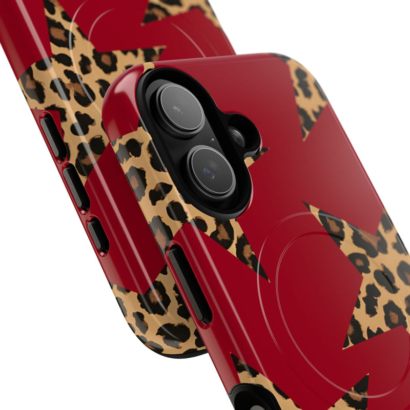 Red & Leopard Stars Magnetic Phone Case by etchd, view 87