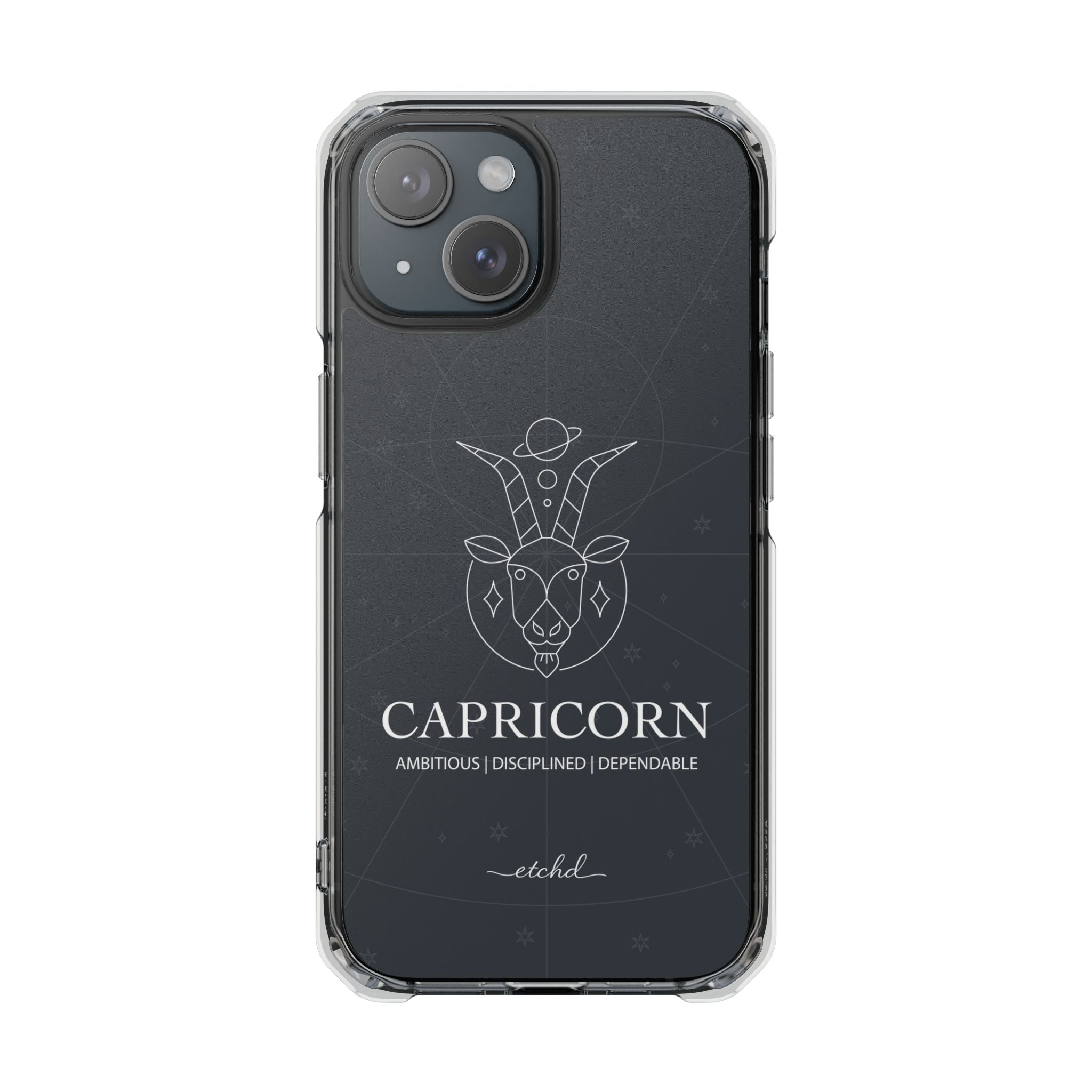 Capricorn Clear Magnetic Phone Case by etchd, view 2