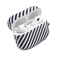 Navy & White Striped Diagonal AirPod Case by etchd, view 9
