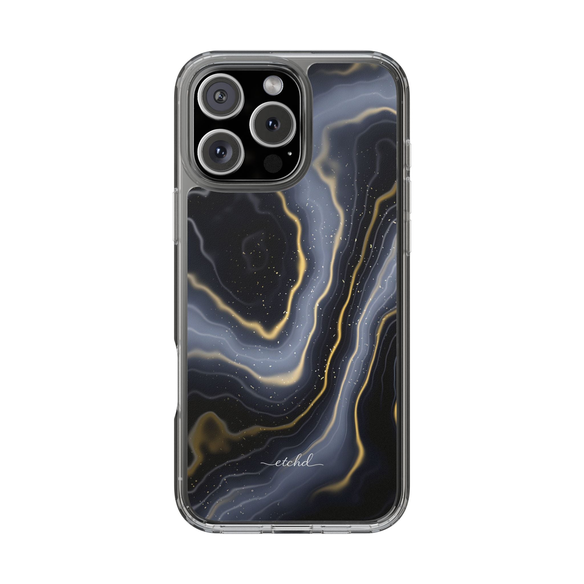 Obsidian Gold Clear Phone Case by etchd