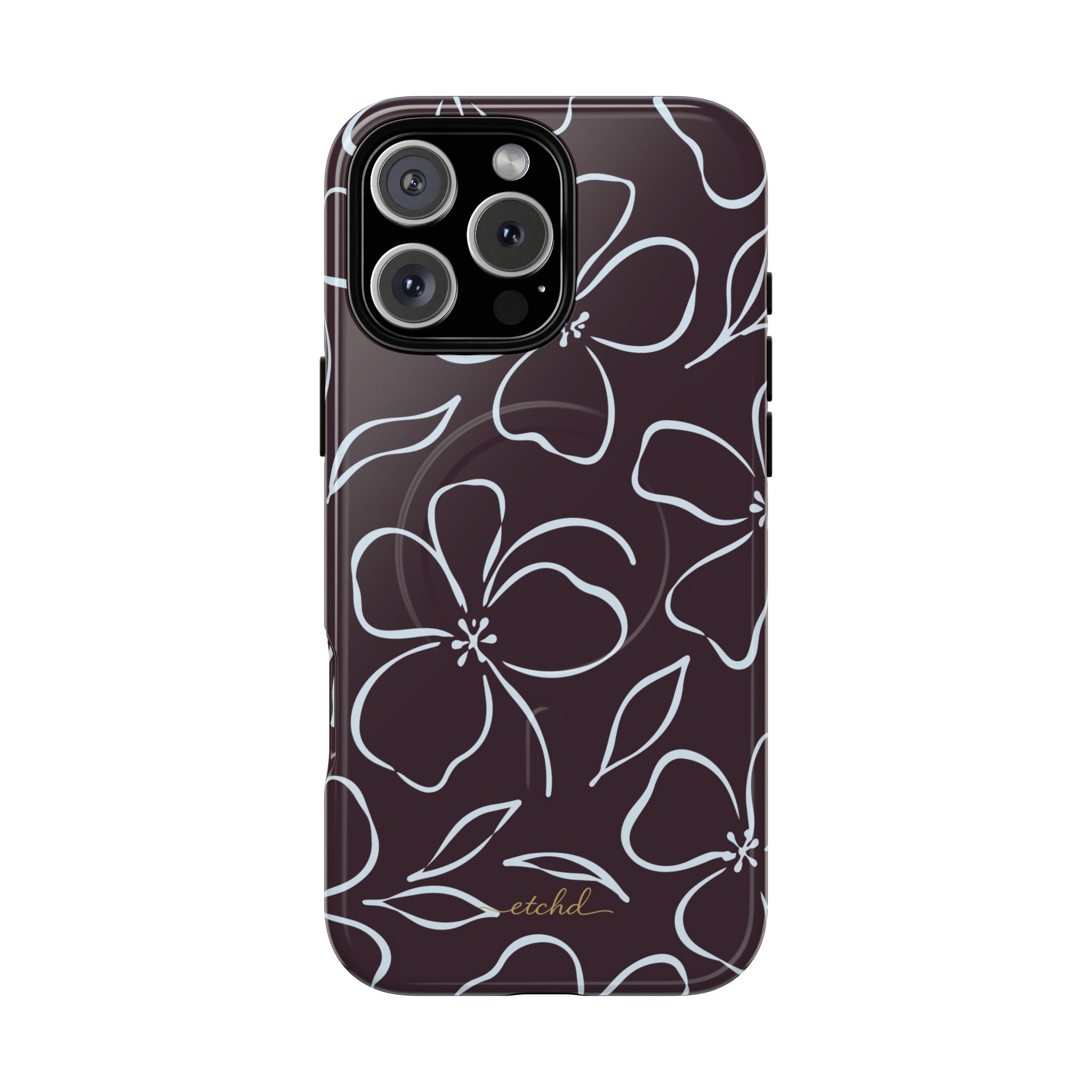 Plum & Blue Floral Funda magnética para móvil de etchd