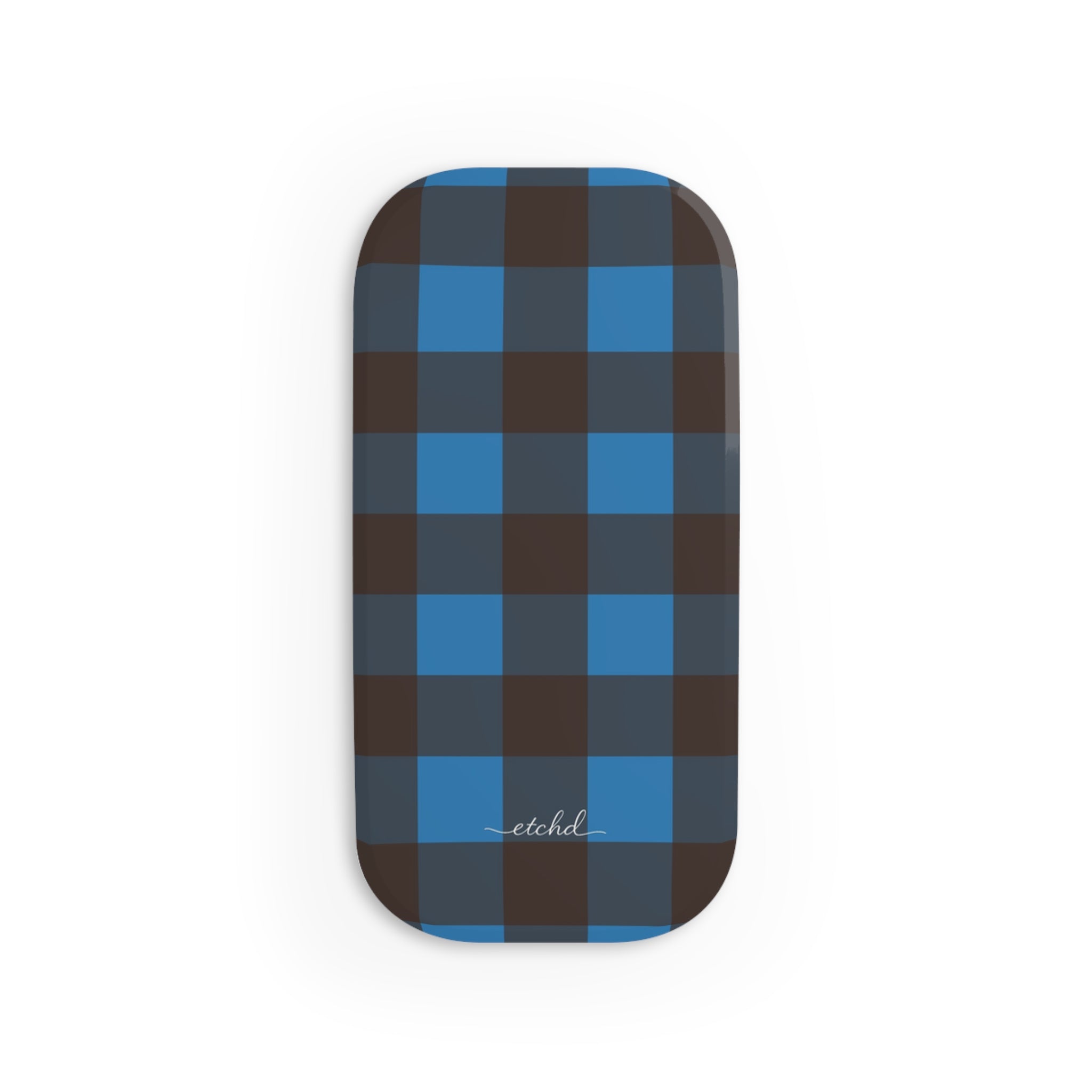 Cerulean & Espresso Gingham Click-On Phone Grip by etchd, view 2