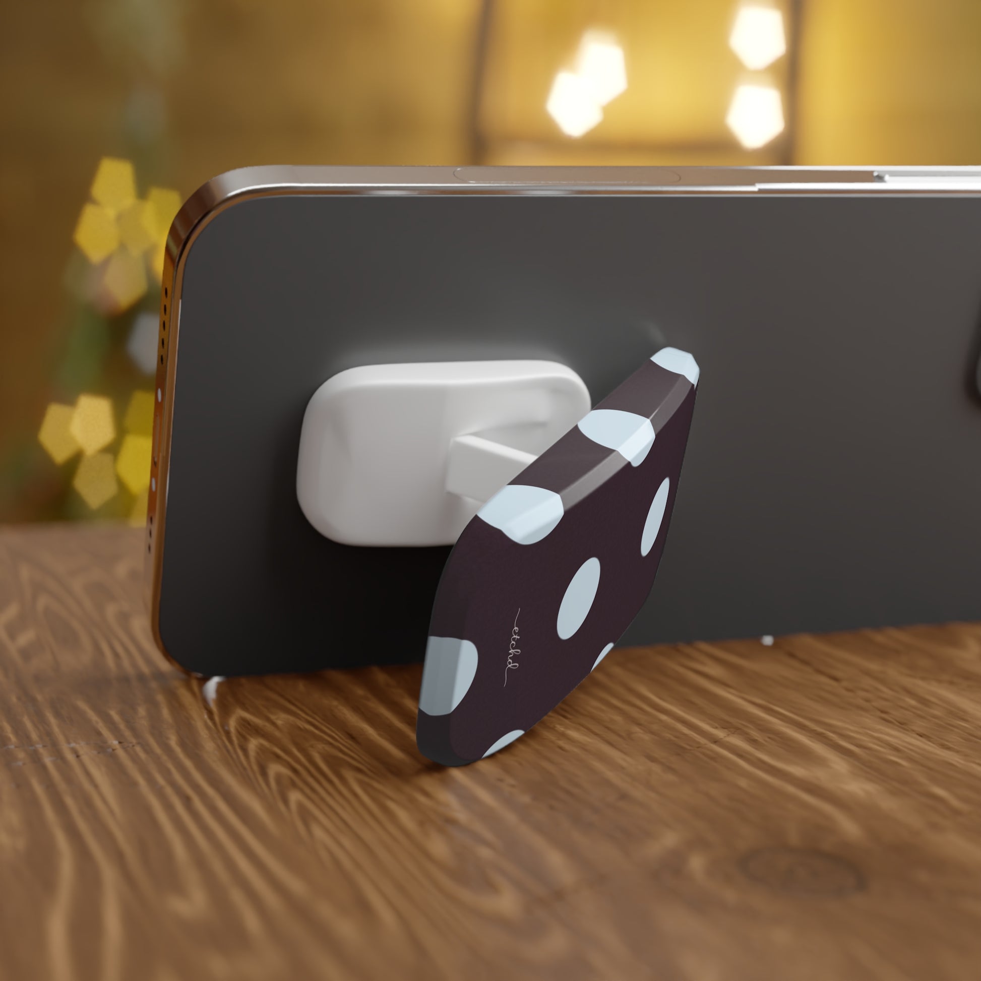 Blue And Plum Polka Dot Click-On Phone Grip by etchd, view 4
