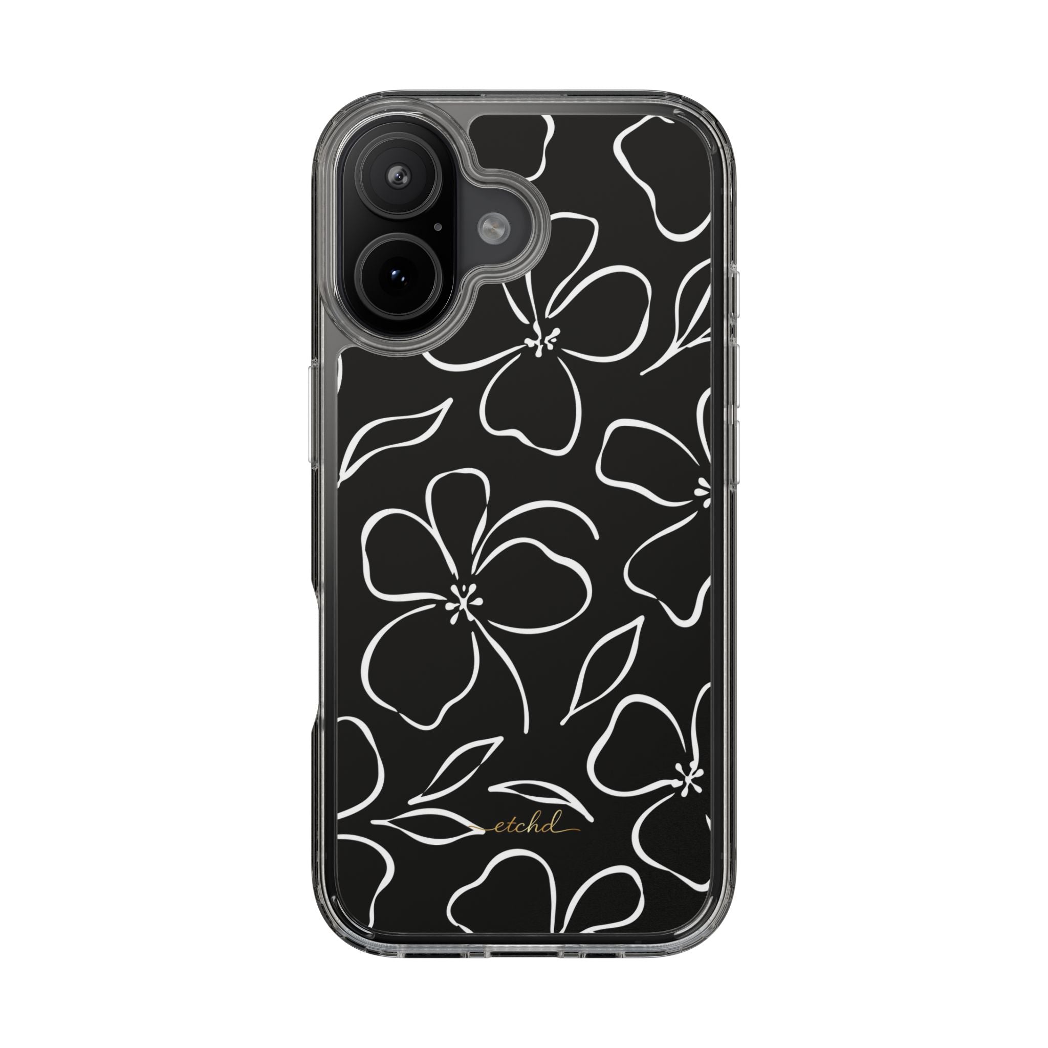 Black & White Floral Clear Phone Case by etchd, view 35